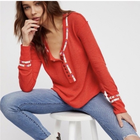 We The Free Tops - WE THE FREE! THERMAL RAINBOW EMBROIDERED LONG SLEEVE TOP1 SIZE M